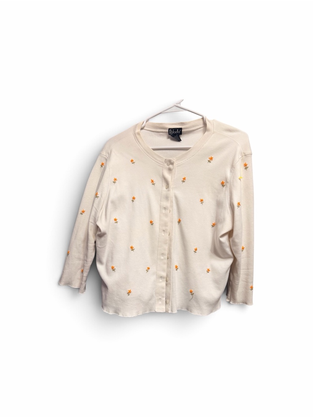 Rafaella Cream Cardigan with Orange Floral Embroidery